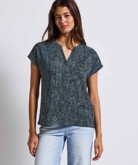 Shirtblouse w splitneck AOP, Street One